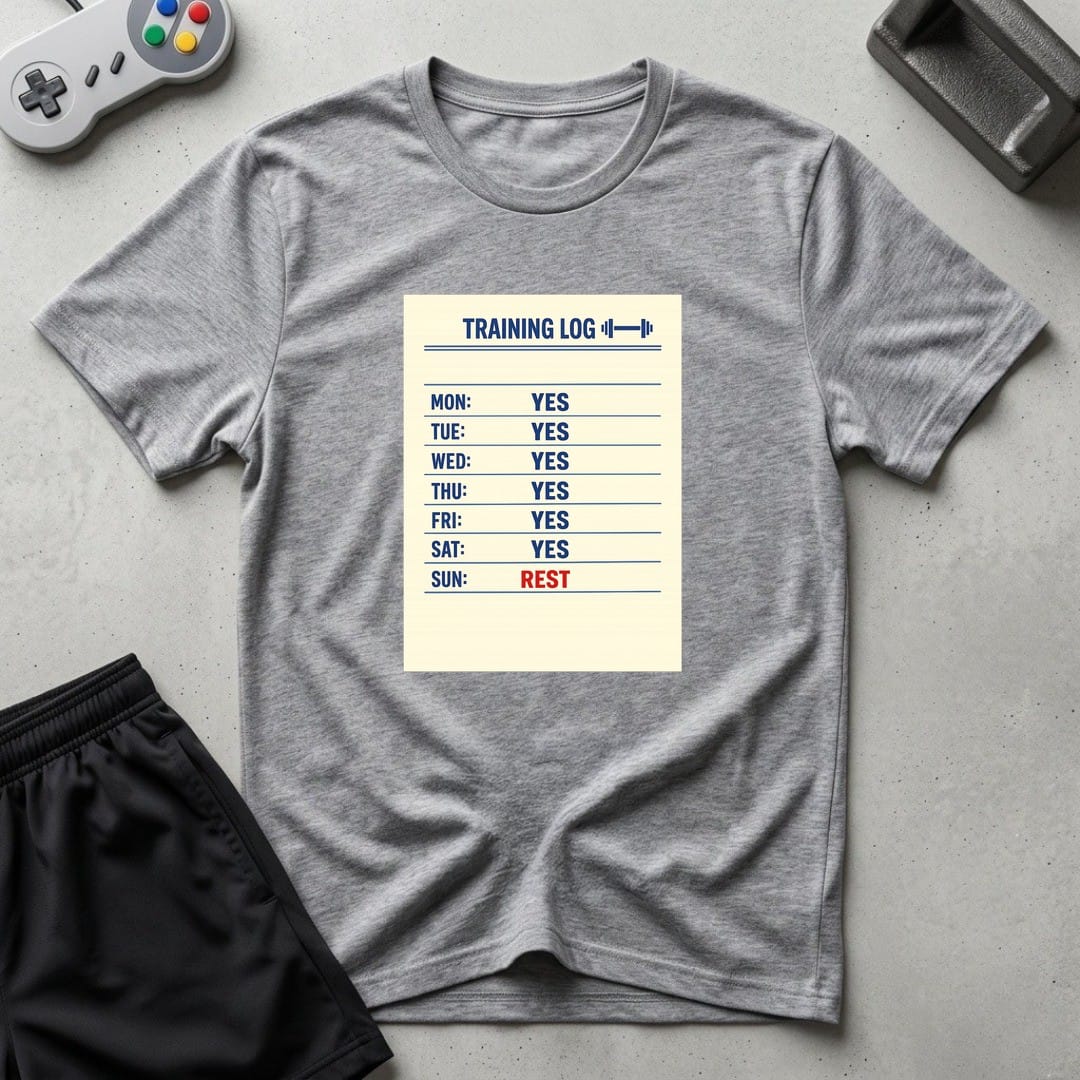 DreamMaker mockup — Training Log T-Shirt (sport-grey)