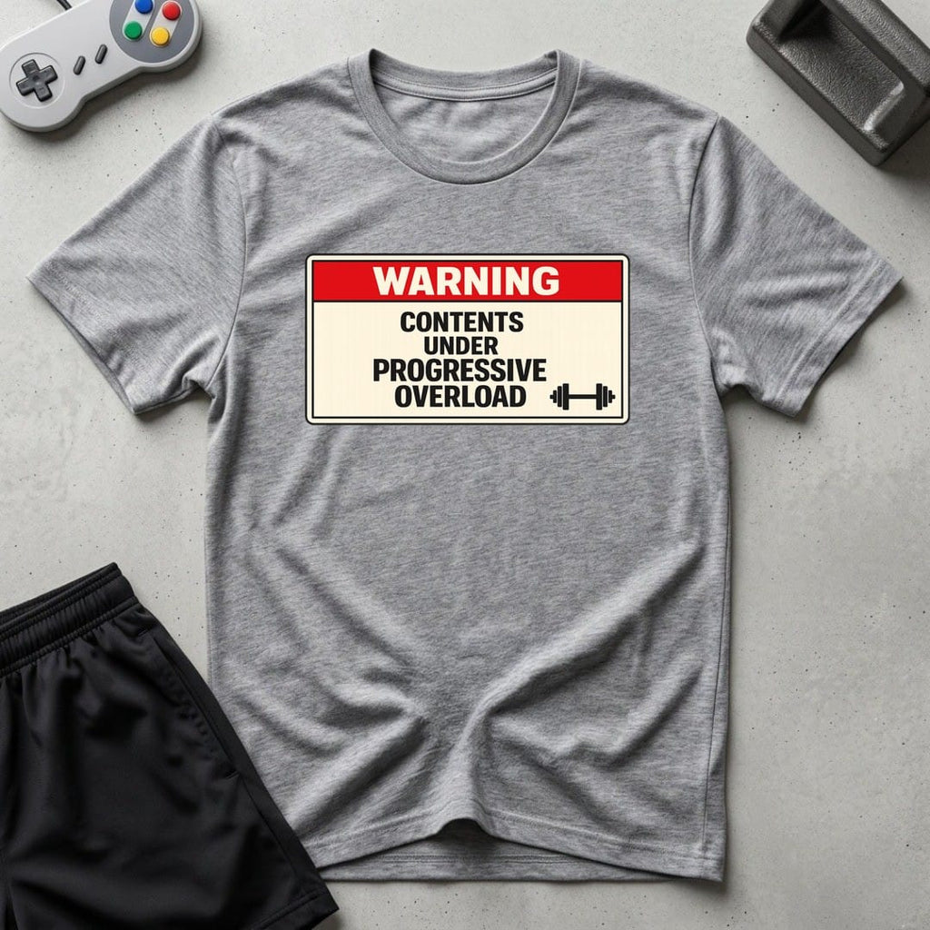 DreamMaker mockup — Warning Progressive Overload T-Shirt (sport-grey)