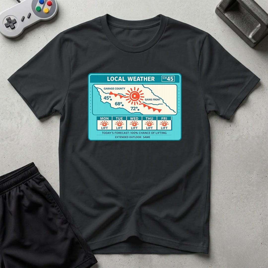 DreamMaker mockup — Weather Report T-Shirt (black)