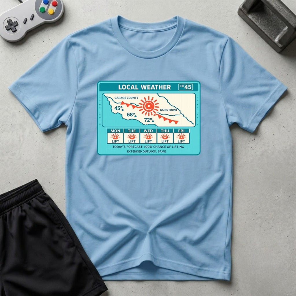DreamMaker mockup — Weather Report T-Shirt (light-blue)