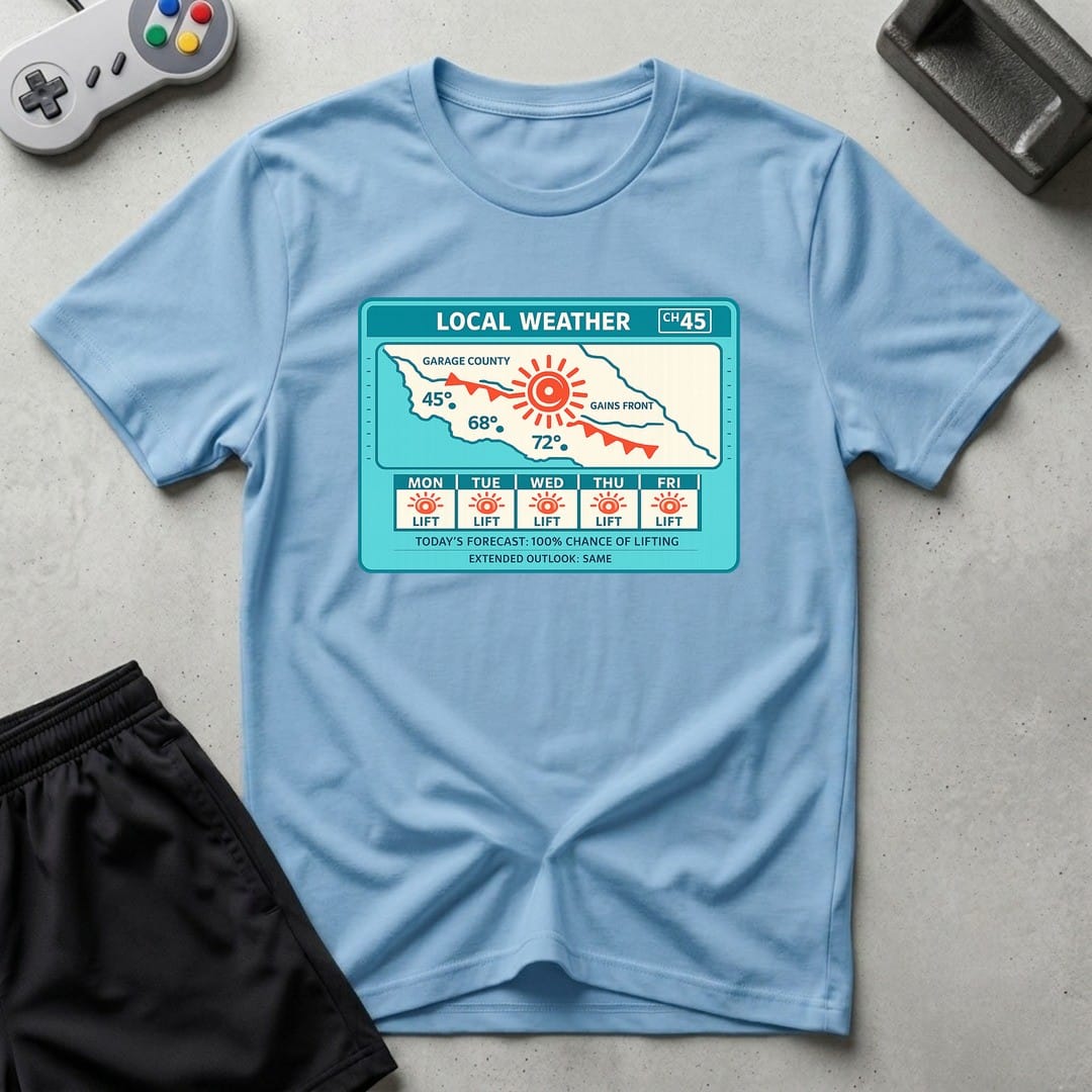 DreamMaker mockup — Weather Report T-Shirt (light-blue)