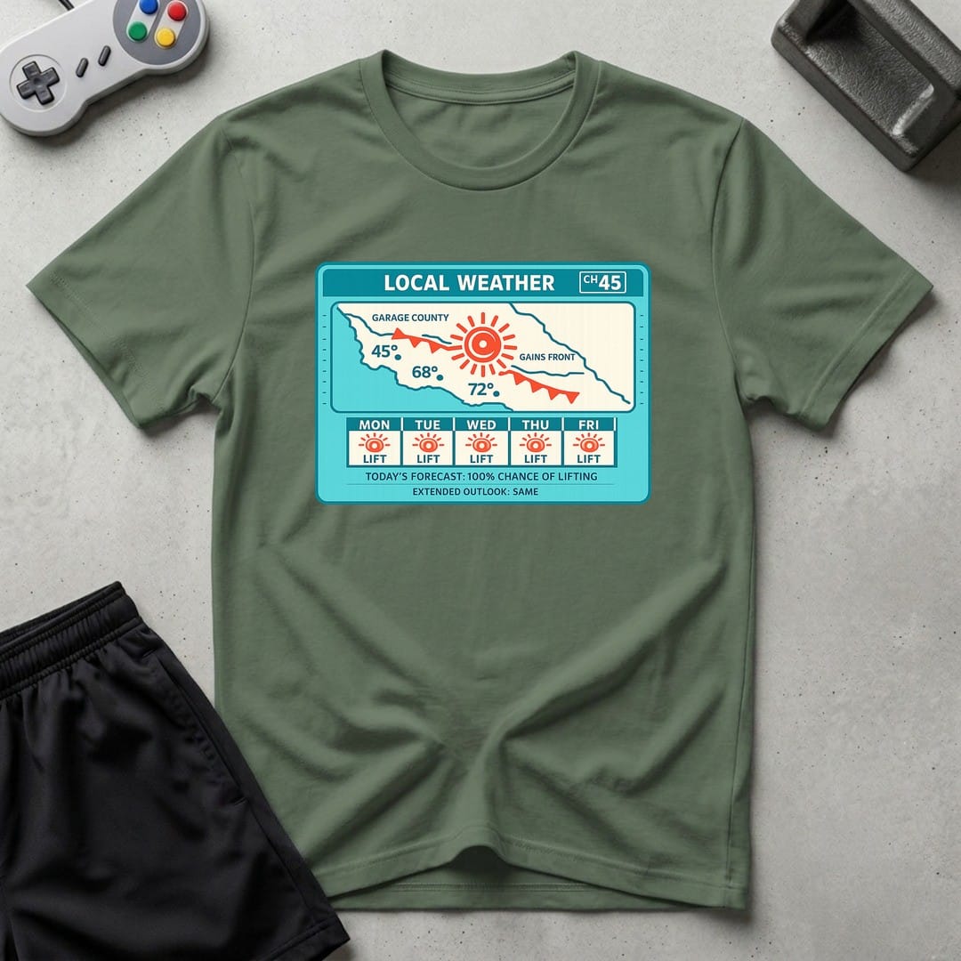 DreamMaker mockup — Weather Report T-Shirt (military-green)