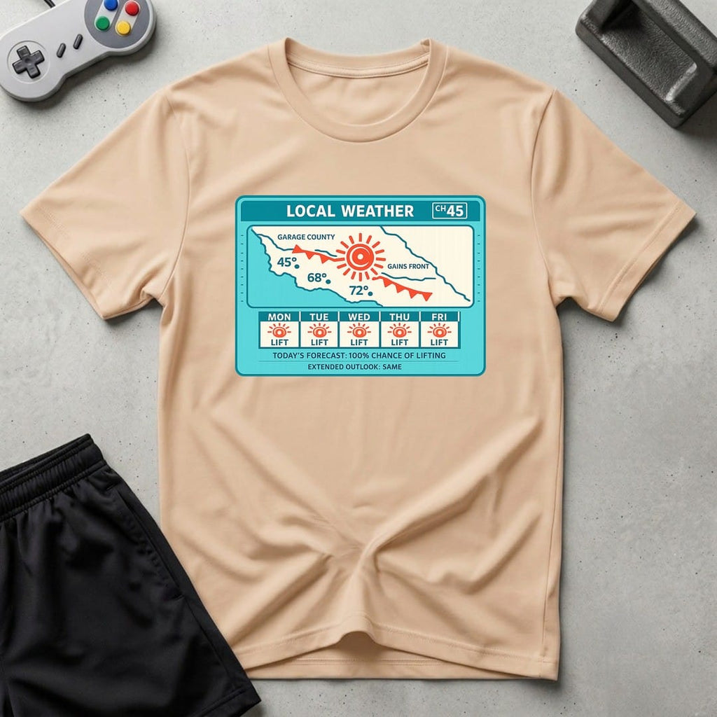 DreamMaker mockup — Weather Report T-Shirt (natural)