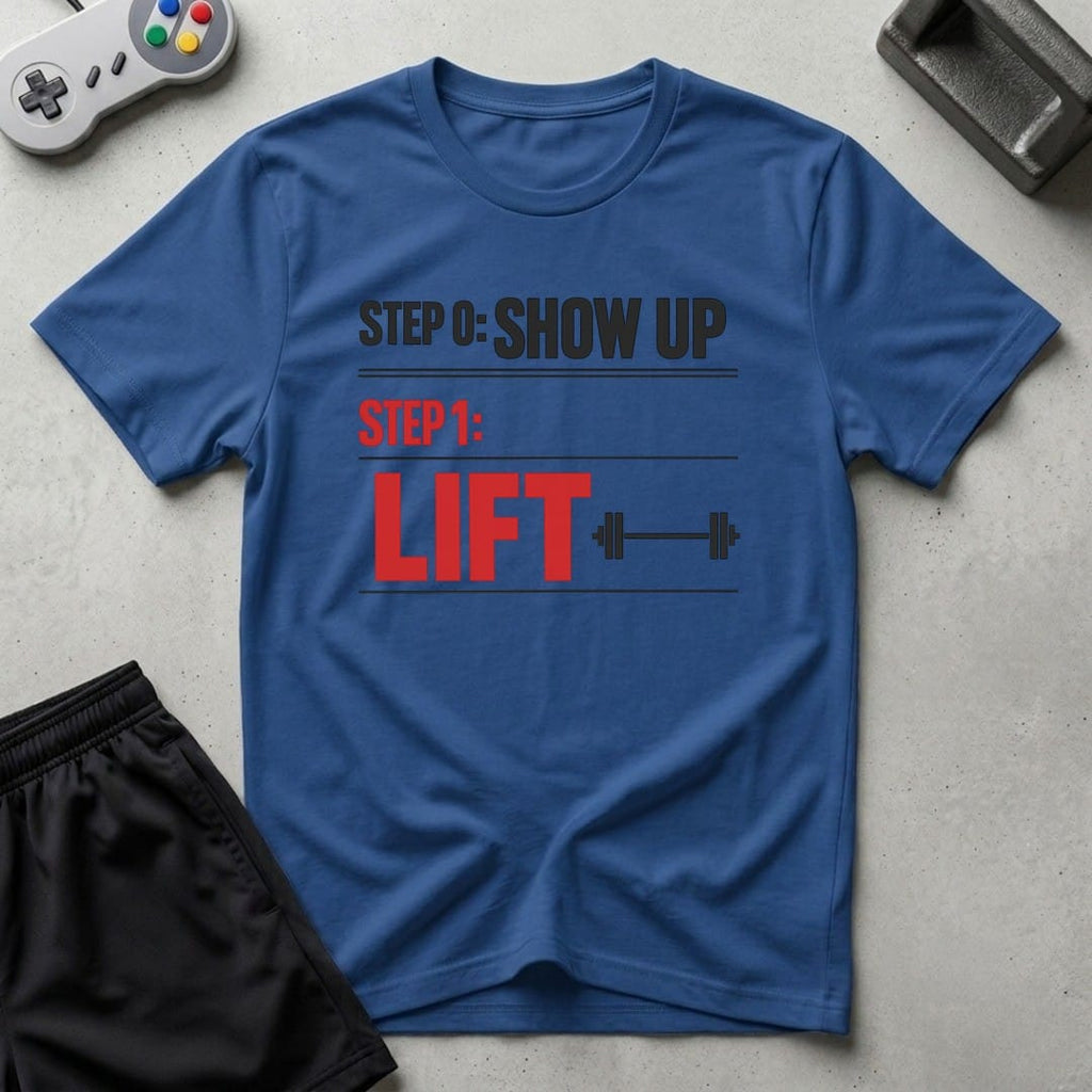 DreamMaker mockup — Workout Plan T-Shirt (royal)
