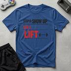 DreamMaker mockup — Workout Plan T-Shirt (royal)