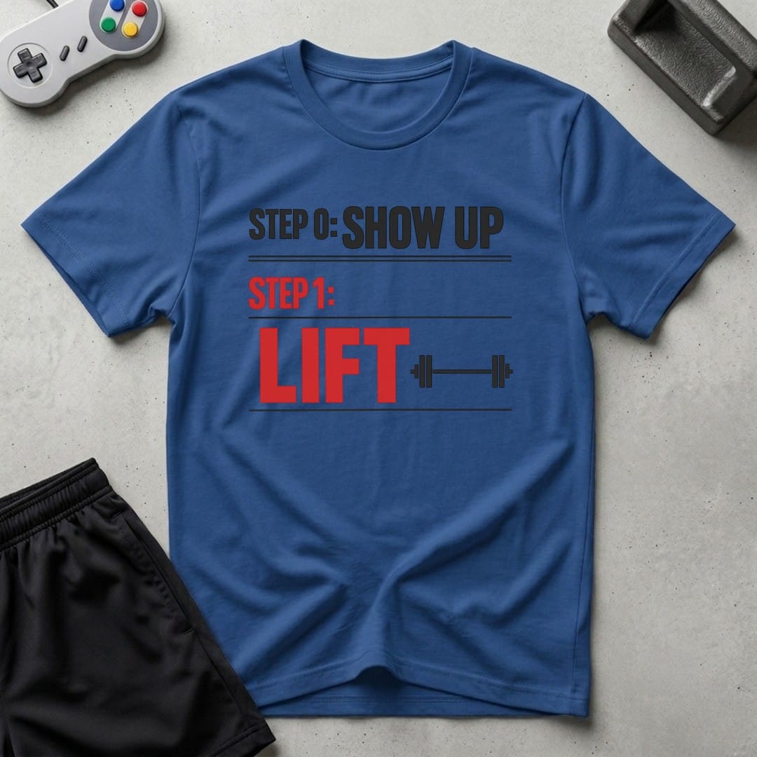 DreamMaker mockup — Workout Plan T-Shirt (royal)