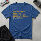 DreamMaker mockup — Workout System Check T-Shirt (royal)