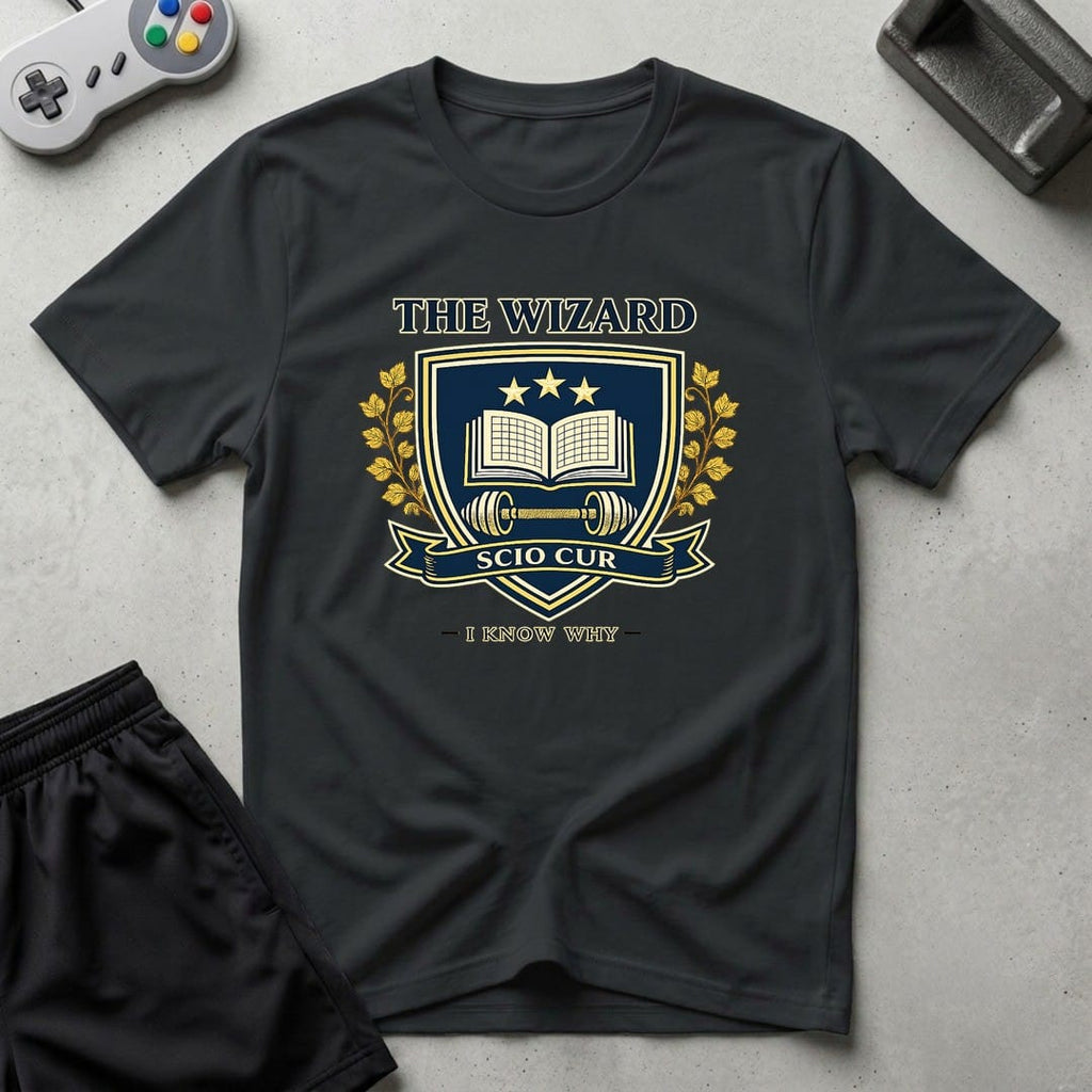 DreamMaker mockup — Wzard Crest T-Shirt (black)