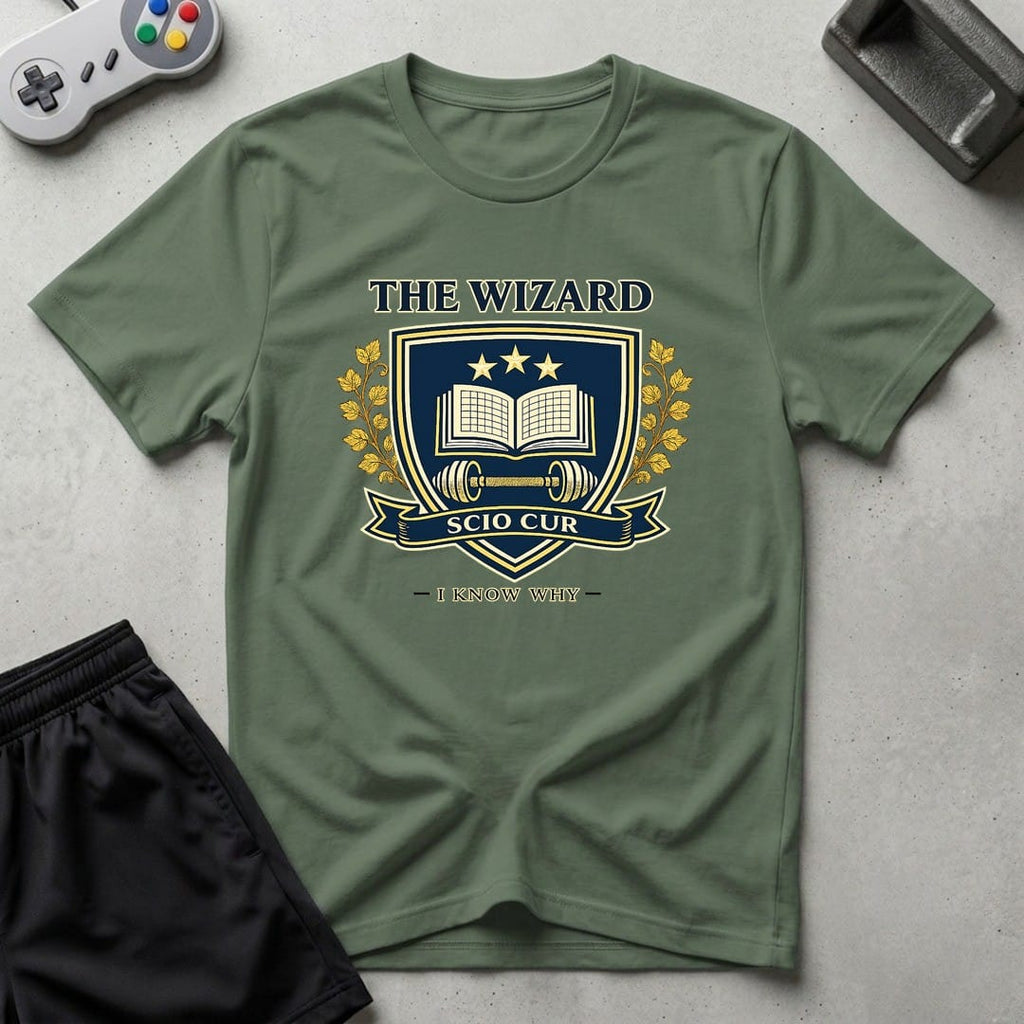 DreamMaker mockup — Wzard Crest T-Shirt (military-green)