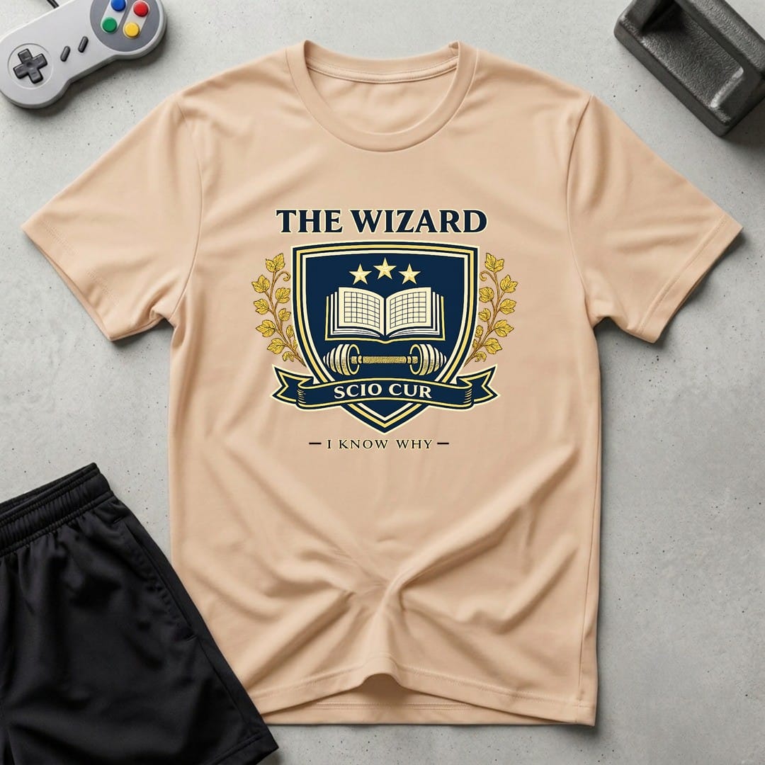 DreamMaker mockup — Wzard Crest T-Shirt (natural)