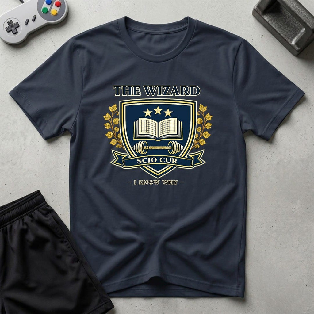DreamMaker mockup — Wzard Crest T-Shirt (navy)