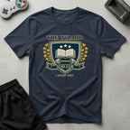 DreamMaker mockup — Wzard Crest T-Shirt (navy)