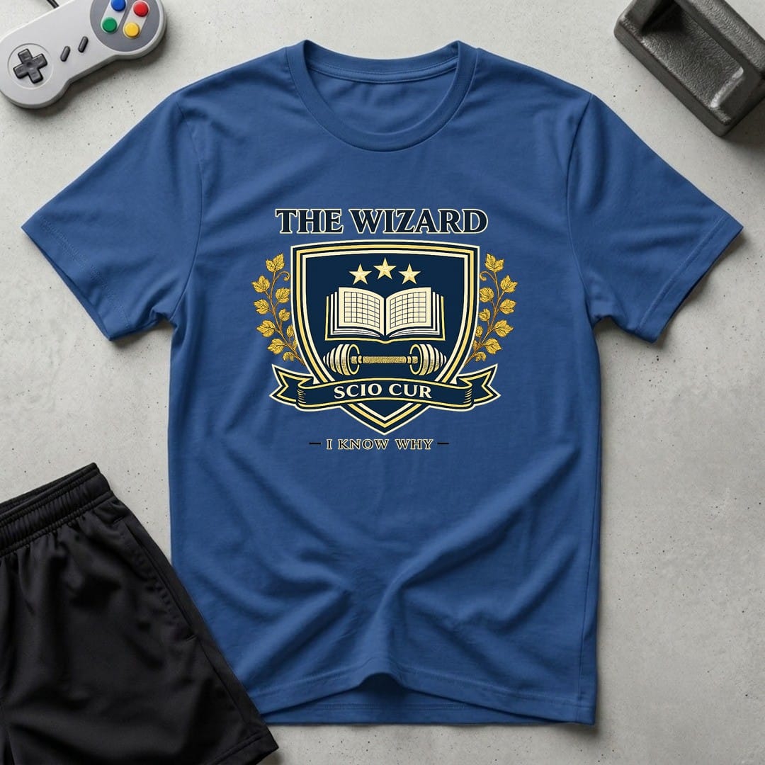 DreamMaker mockup — Wzard Crest T-Shirt (royal)