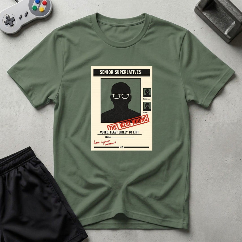 DreamMaker mockup — Yearbook Superlatives T-Shirt (military-green)