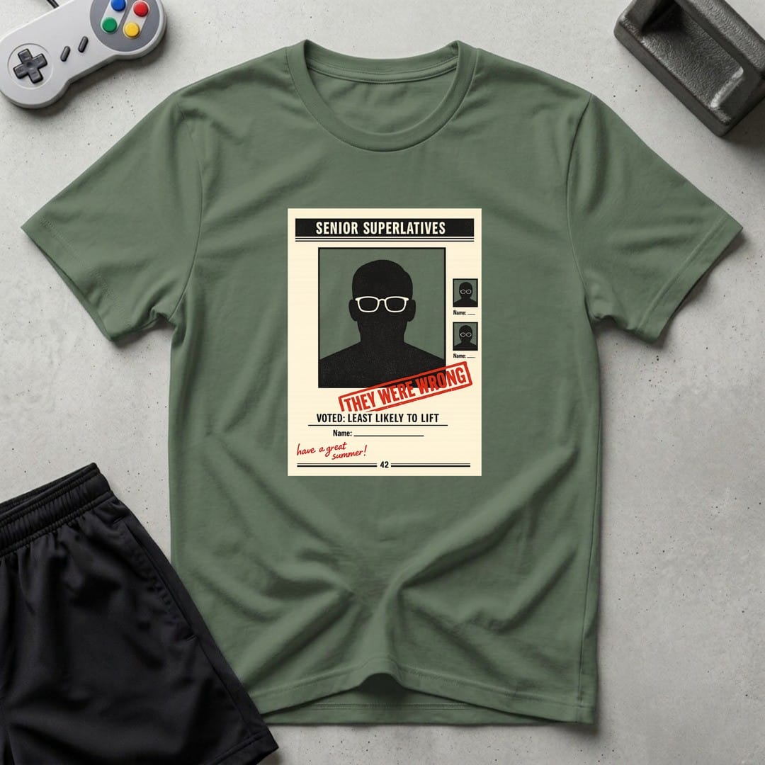 DreamMaker mockup — Yearbook Superlatives T-Shirt (military-green)