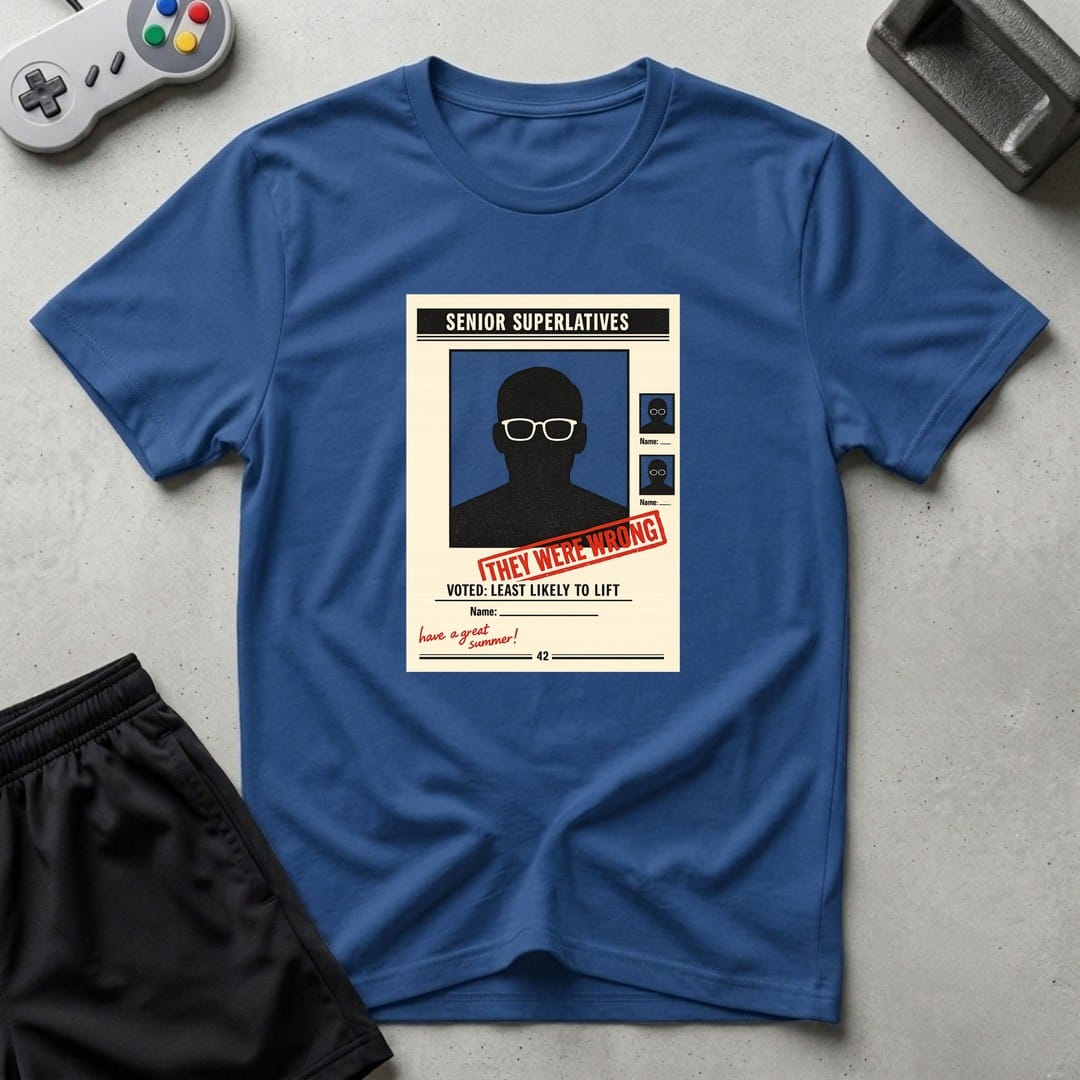 DreamMaker mockup — Yearbook Superlatives T-Shirt (royal)