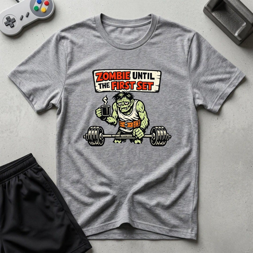 DreamMaker mockup — Zombie Until First Set T-Shirt (sport-grey)