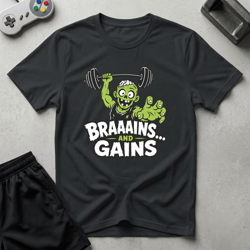 Braaains and Gains T-Shirt - Black