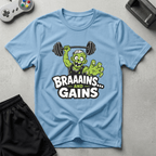 Braaains and Gains T-Shirt - Light Blue