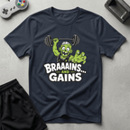 Braaains and Gains T-Shirt - Navy