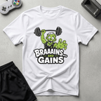 Braaains and Gains T-Shirt - White