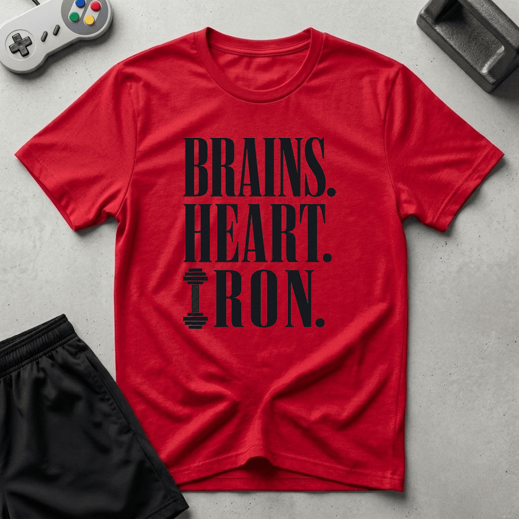 Brains Heart Iron T-Shirt - Red