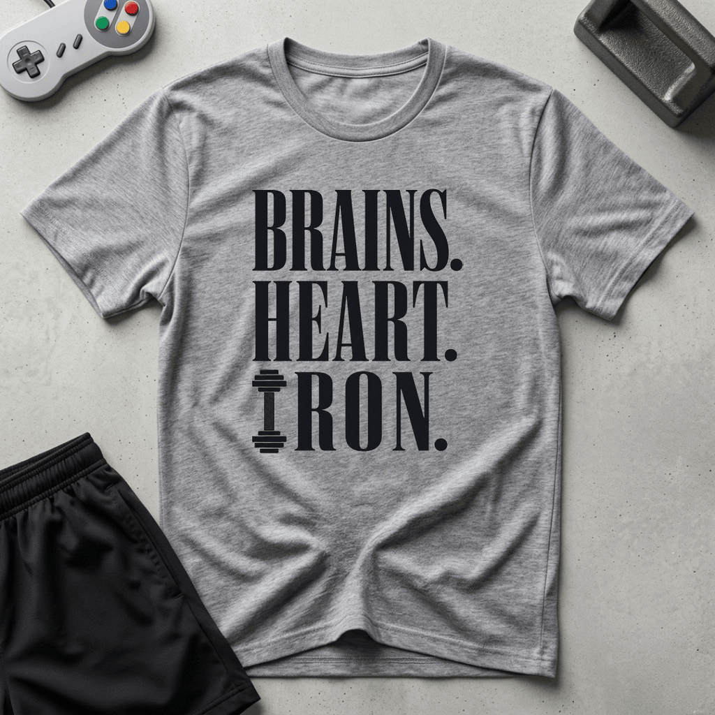 Brains Heart Iron T-Shirt - Sport Grey