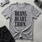 Brains Heart Iron T-Shirt - Sport Grey