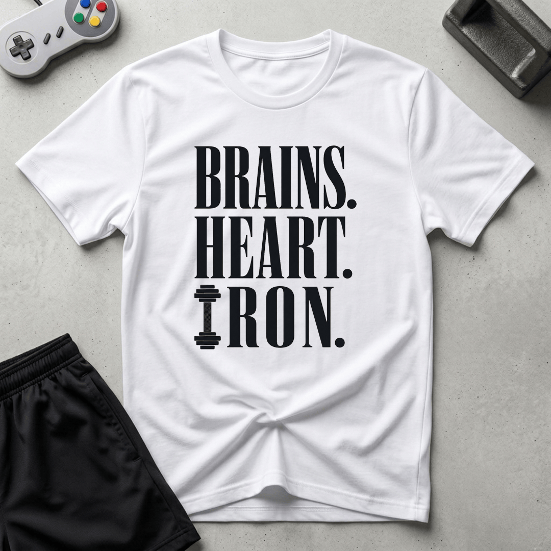 Brains Heart Iron T-Shirt - White