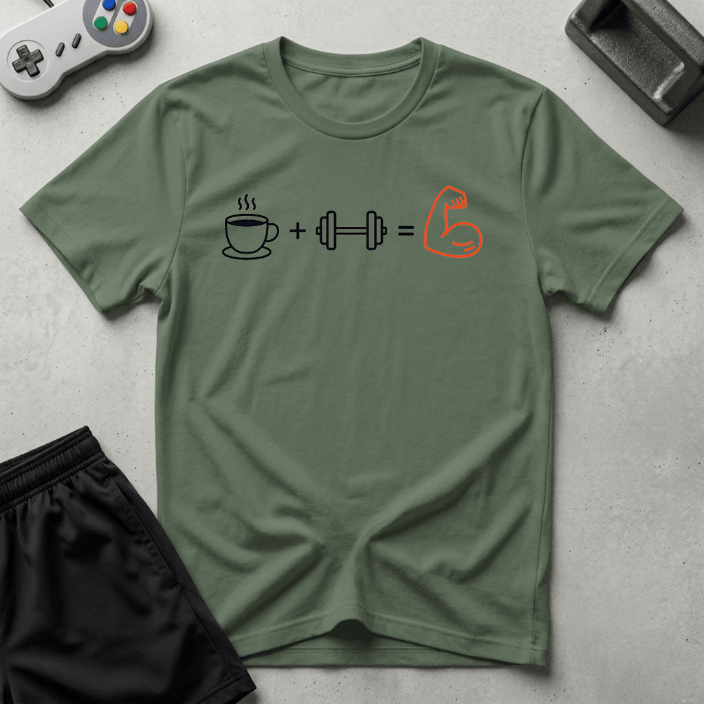 Caffeine Iron Pump T-Shirt - Military Green