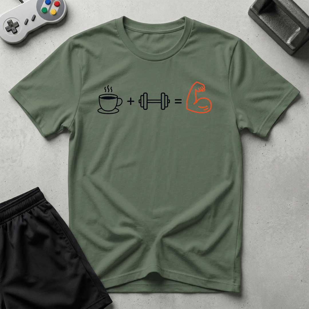 Caffeine Iron Pump T-Shirt - Military Green