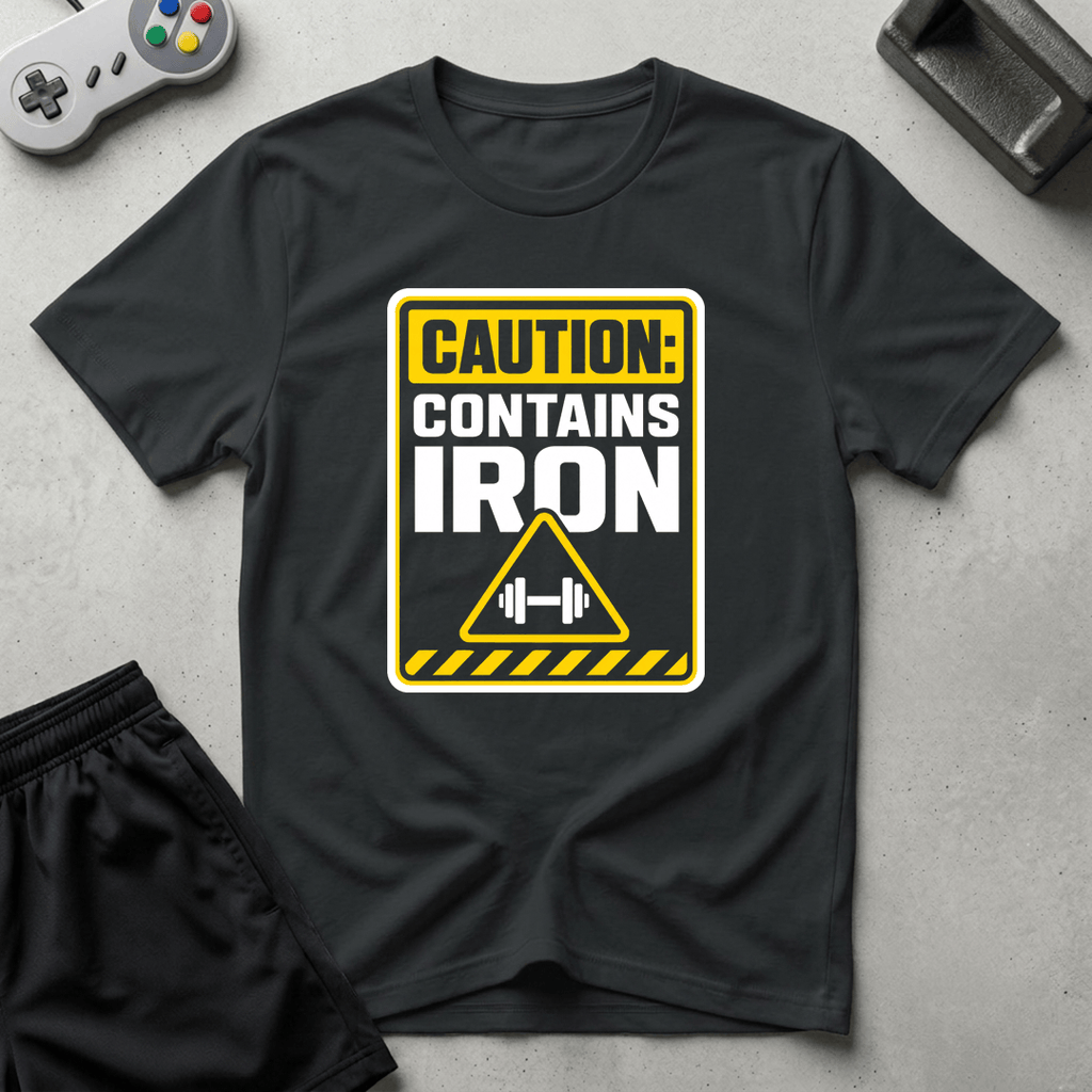 Caution Contains Iron T-Shirt - Black