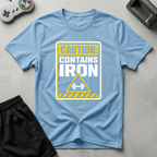 Caution Contains Iron T-Shirt - Light Blue