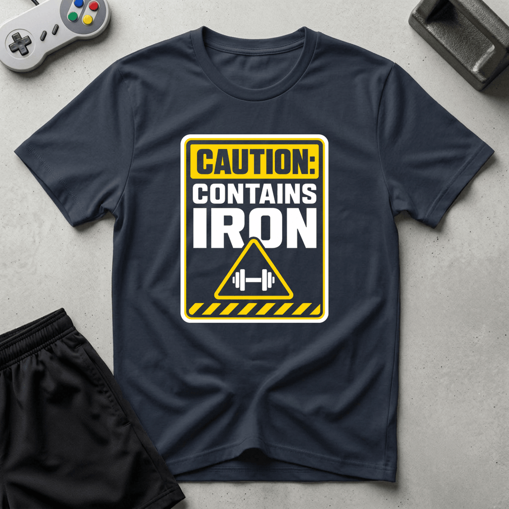 Caution Contains Iron T-Shirt - Navy