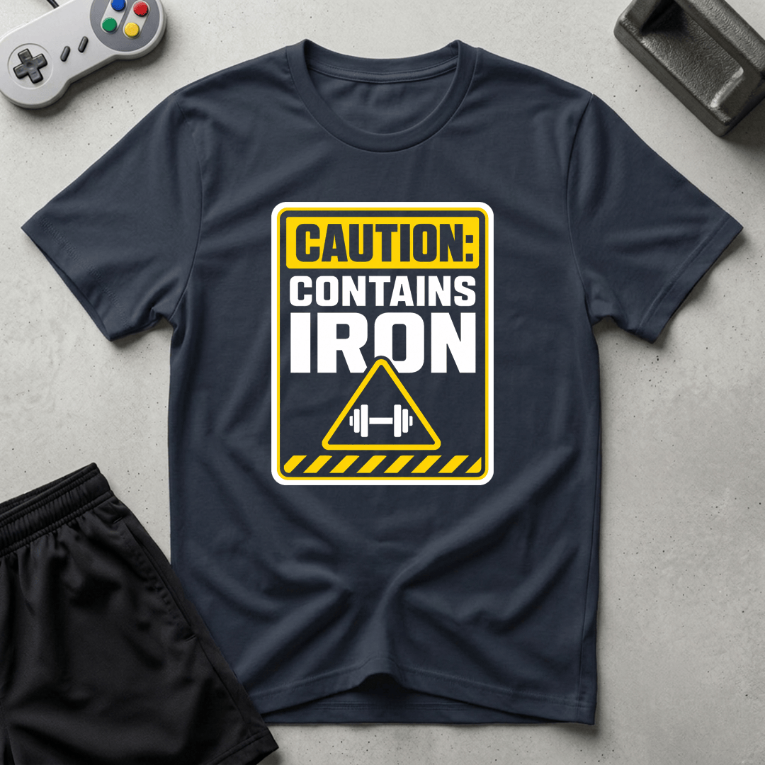 Caution Contains Iron T-Shirt - Navy