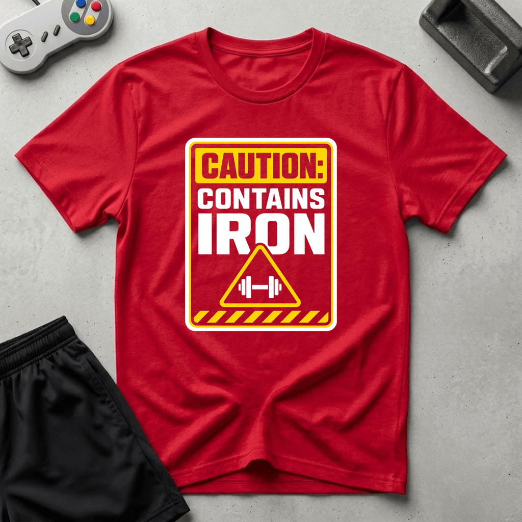 Caution Contains Iron T-Shirt - Red
