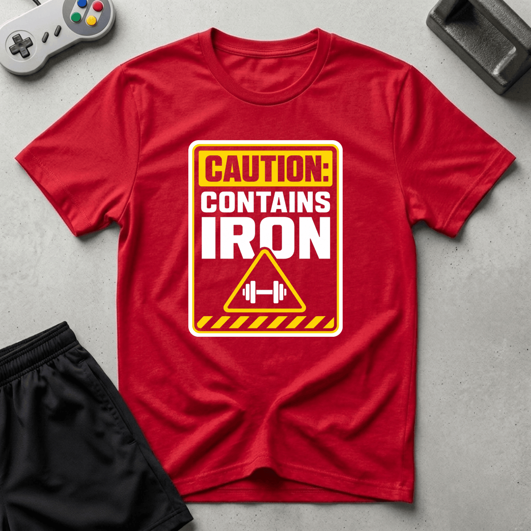 Caution Contains Iron T-Shirt - Red