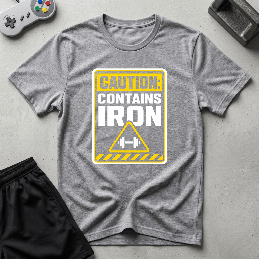 Caution Contains Iron T-Shirt - Sport Grey