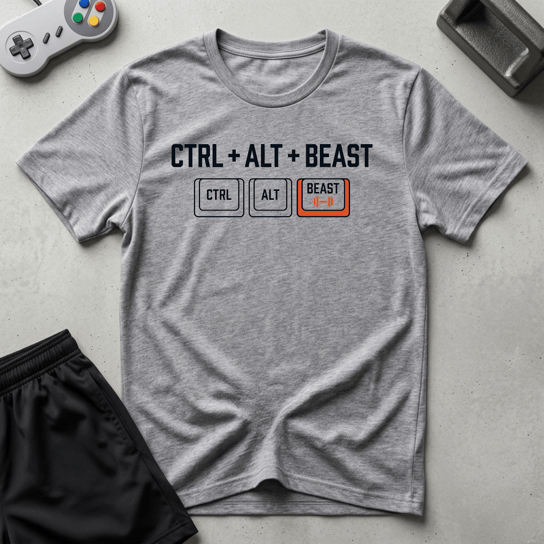 Ctrl + Alt + Beast T-Shirt - Sport Grey