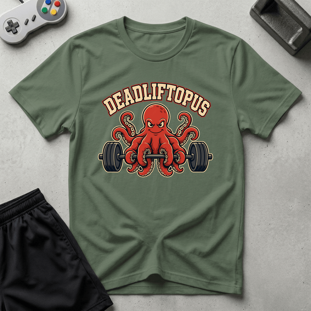 Deadliftopus T-Shirt - Military Green