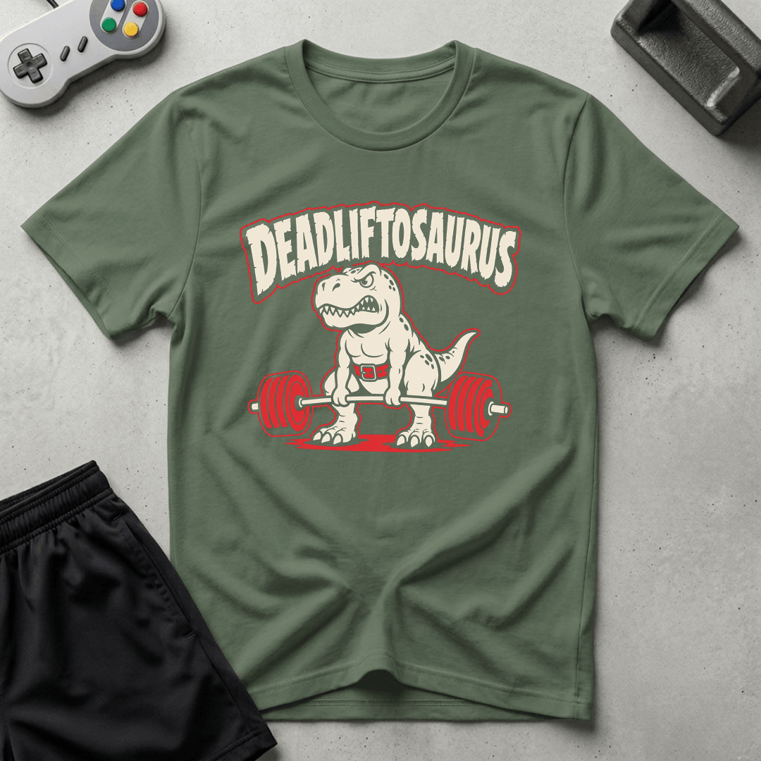 Deadliftosaurus T-Shirt - Military Green