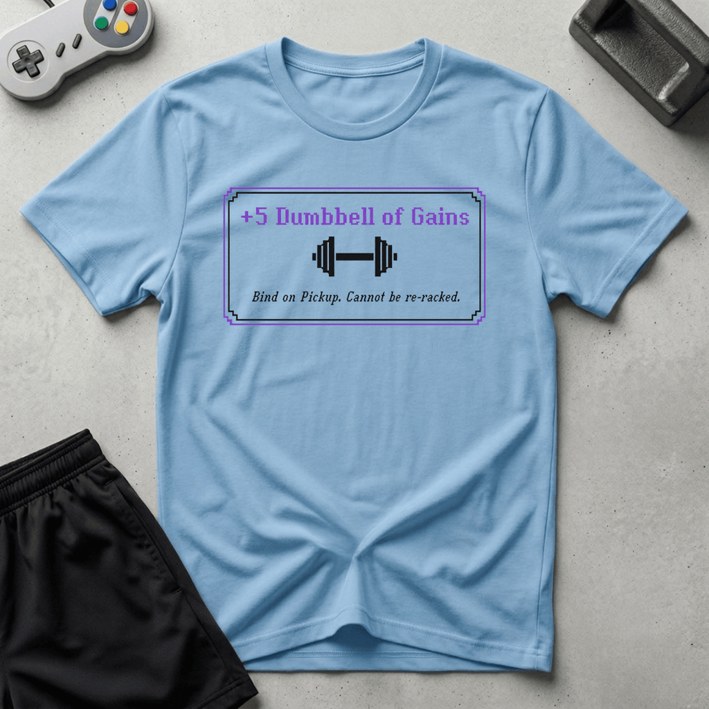Dumbbells of Gains T-Shirt - Light Blue
