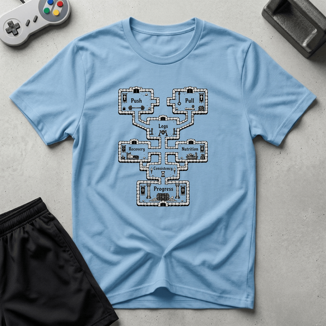 Dungeon Map T-Shirt - Light Blue