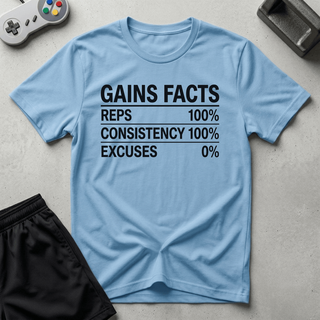 Gains Facts T-Shirt - Light Blue