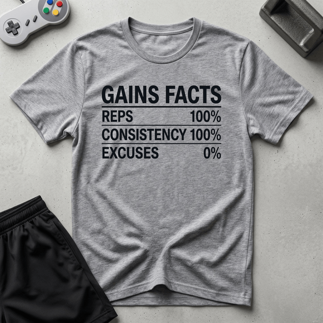 Gains Facts T-Shirt - Sport Grey