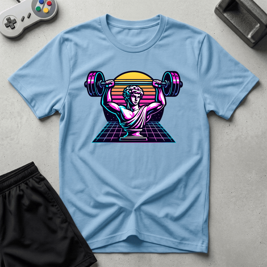 Greek Bust Synthwave T-Shirt - Light Blue