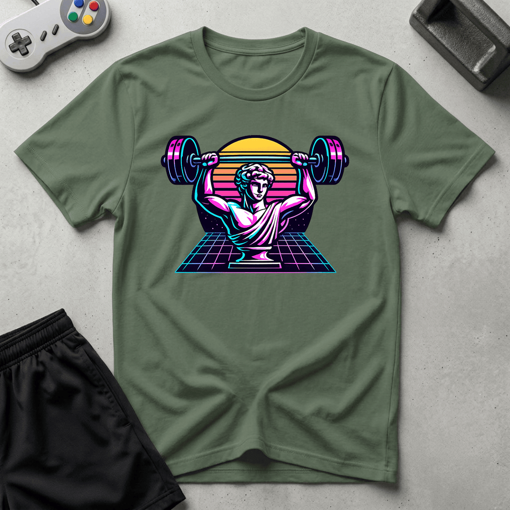 Greek Bust Synthwave T-Shirt - Military Green