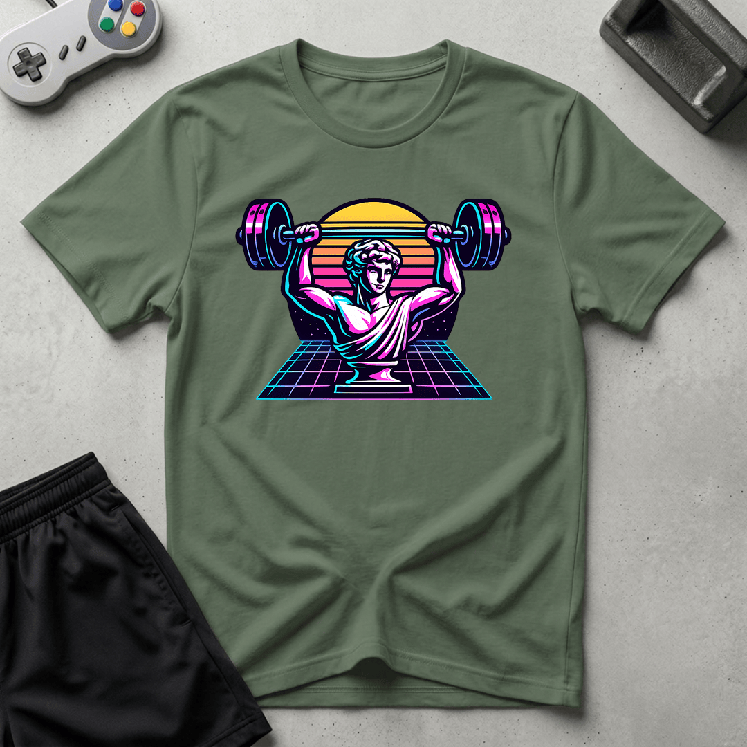 Greek Bust Synthwave T-Shirt - Military Green
