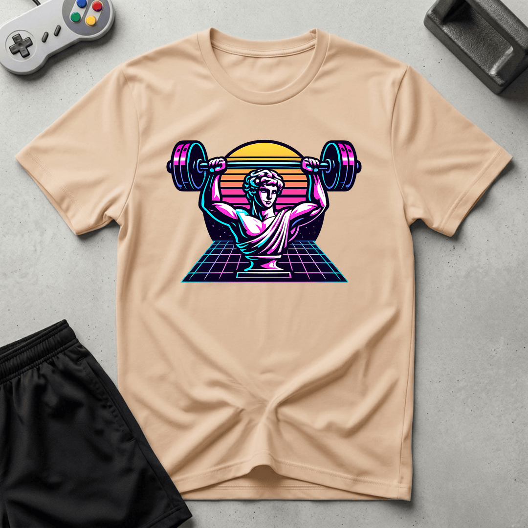 Greek Bust Synthwave T-Shirt - Natural