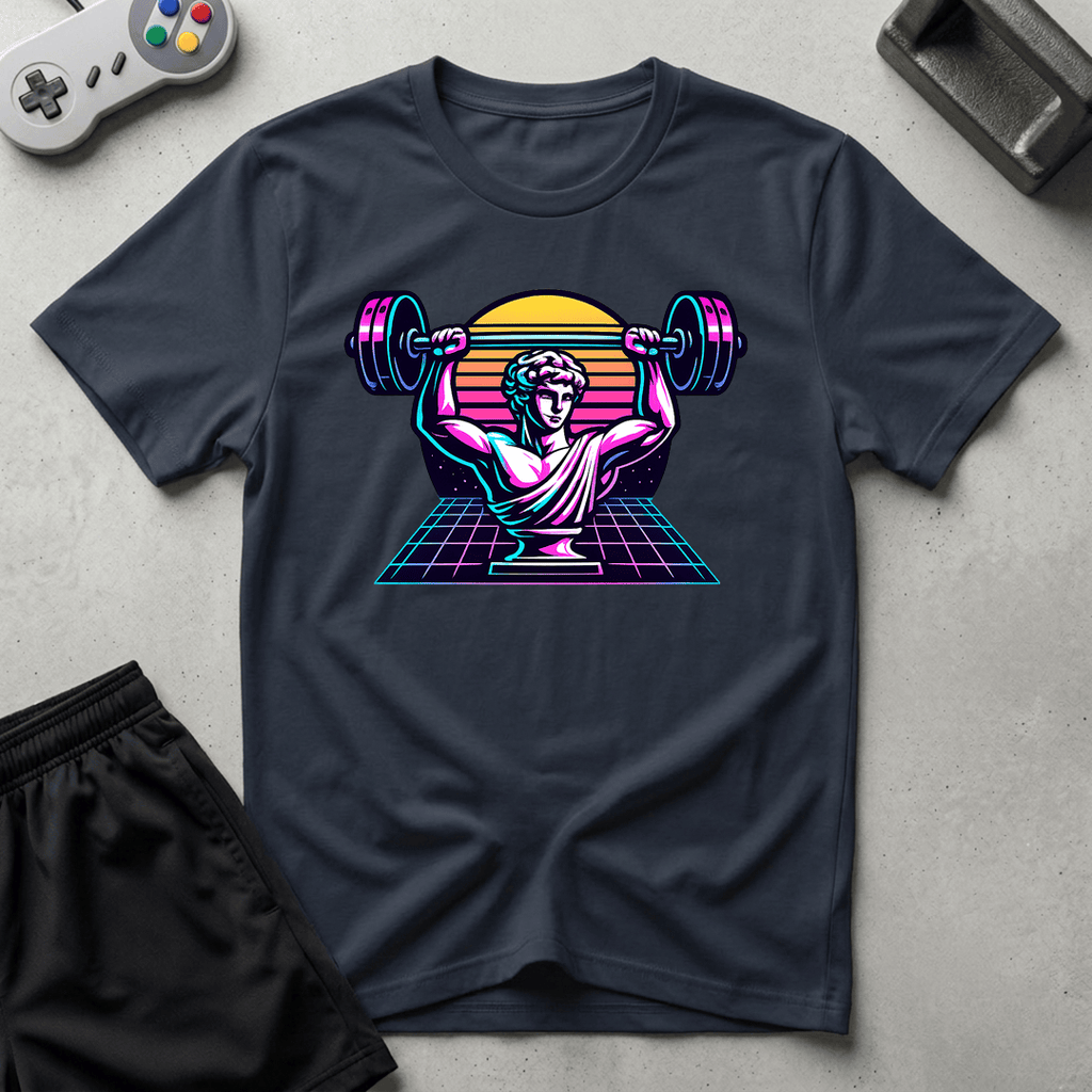 Greek Bust Synthwave T-Shirt - Navy